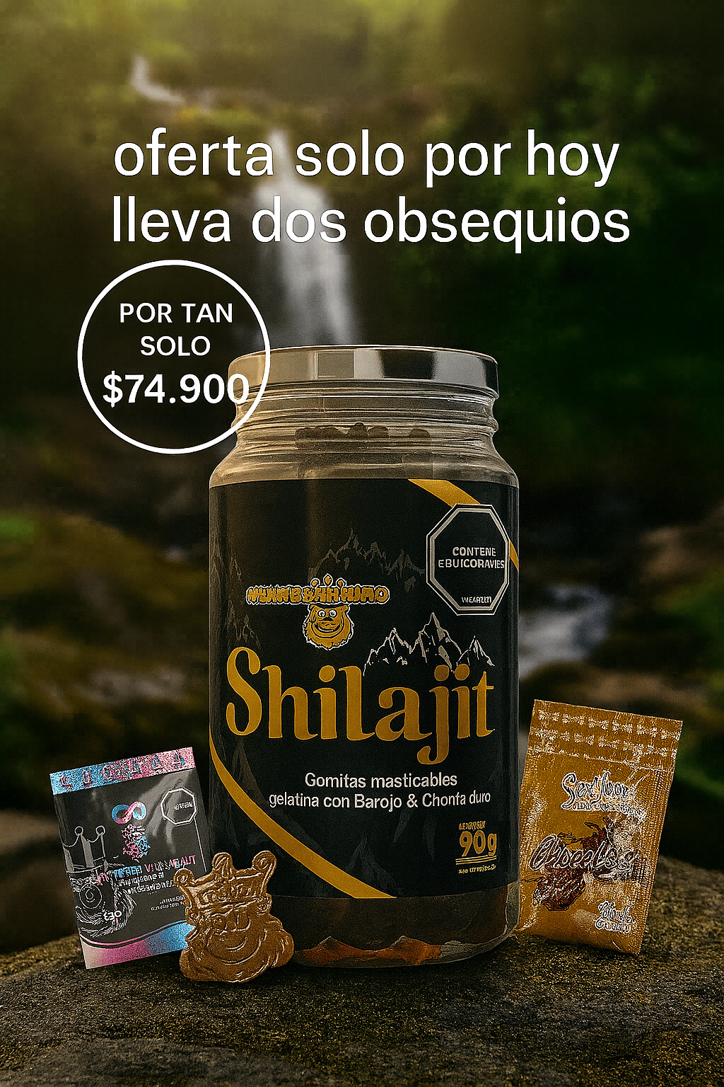 Shilajit en Gomas ¡Aumenta tu Vitalidad, Registro Invima - Solo por hoy Lleva dos Obsequios!