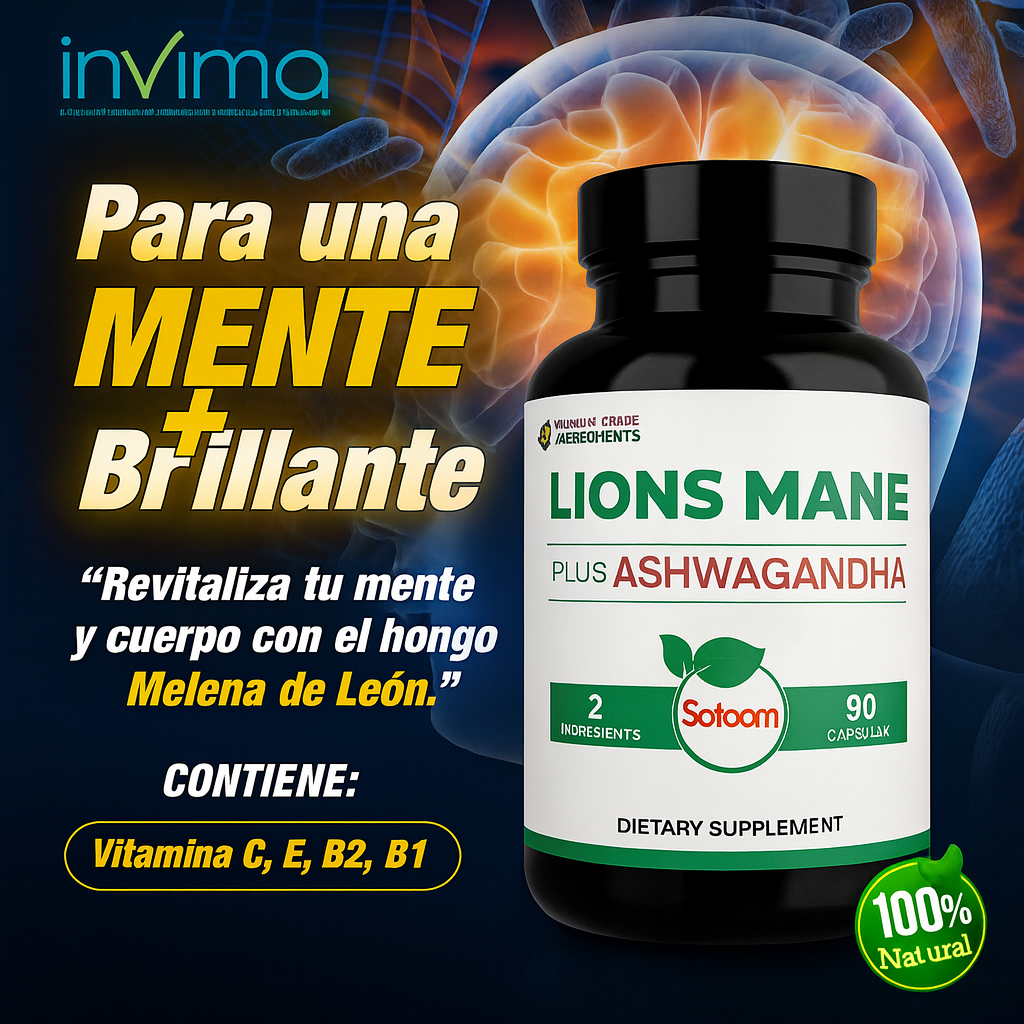 Melena de León 90 Cápsulas para tu Mente, Energía, Enfoque y Memoria + Obsequio (R.Invima)
